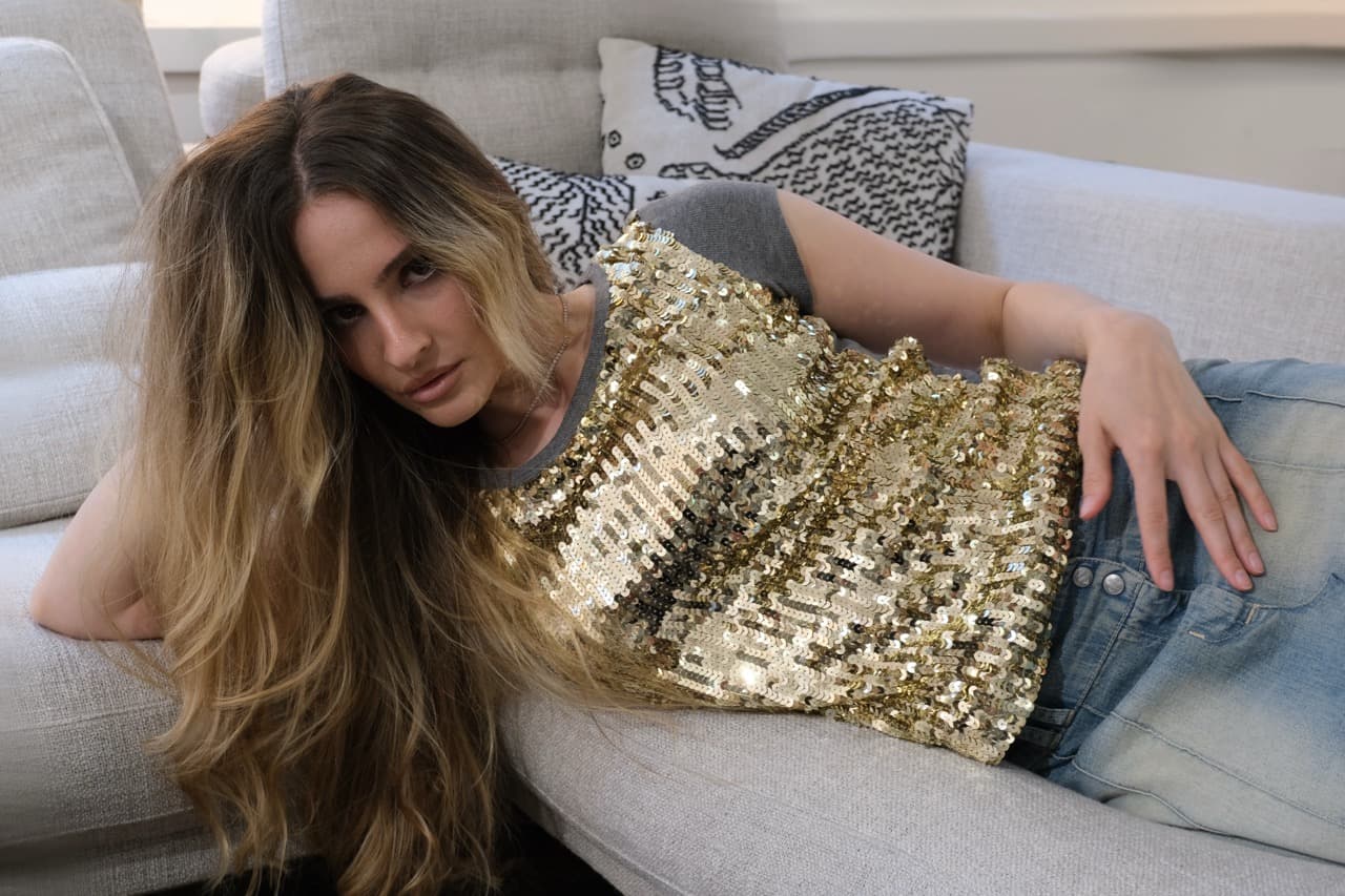 D&G Gold Sequin Silk-Blend Top